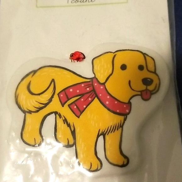Dog lover yellow red Ceramic ornaments Xmas - Picture 1 of 3